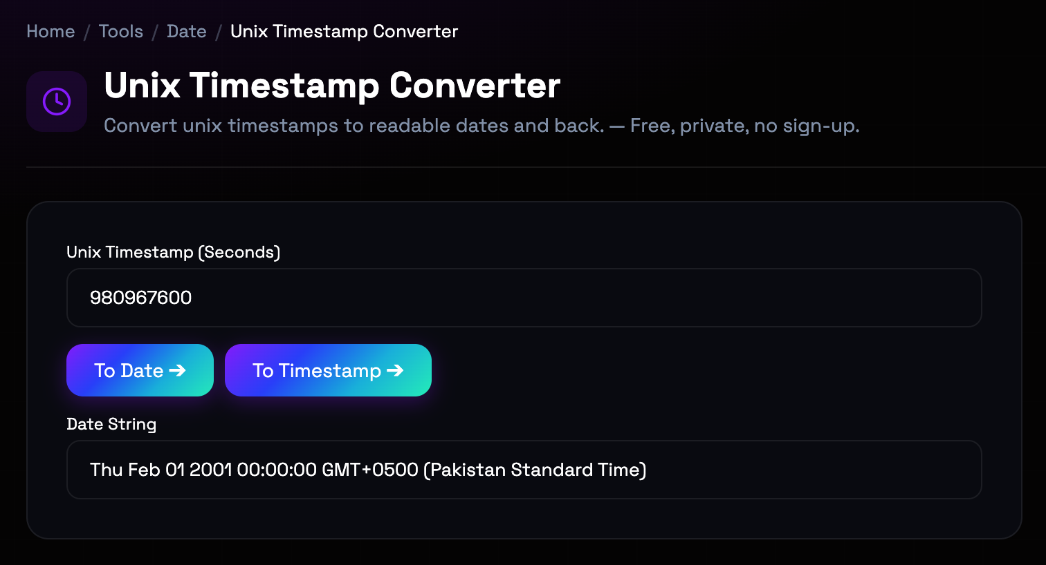 How to use Unix Timestamp Converter online — free, fast, and private